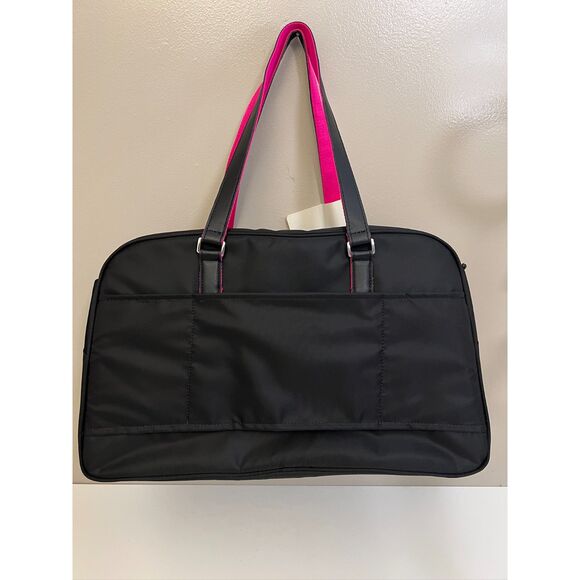 NWT Sarah Jessica Parker RFID convertible weekender bag in black and candy - Picture 7 of 15